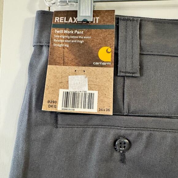 Carhartt Relaxed Fit Twill Work Pant Gray Workwear Pockets Multiple Sizes - Picture 7 of 10